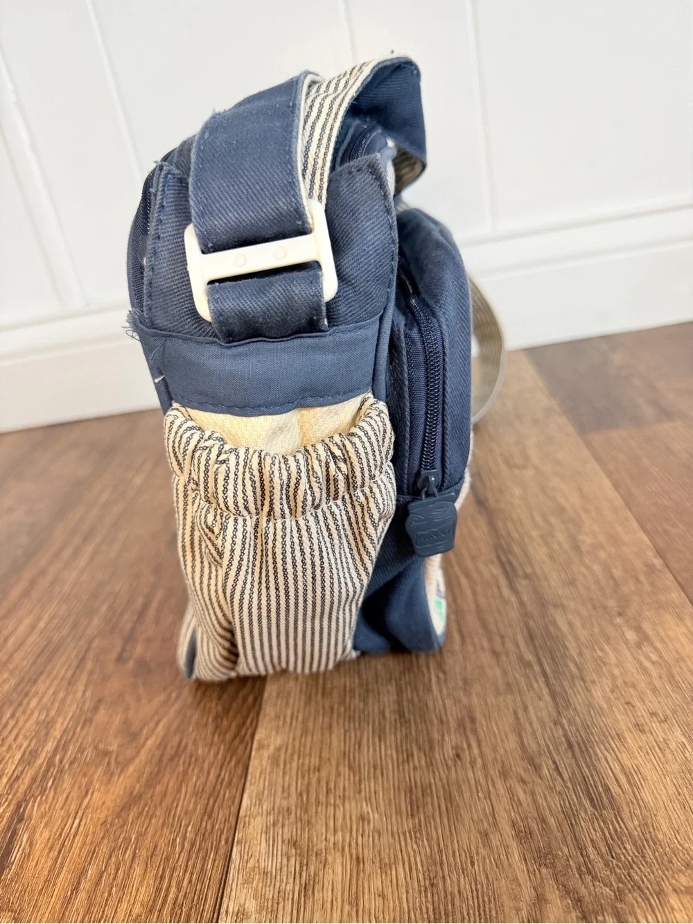 Winnie the Pooh Character Vintage Diaper Bag in Navy & Cream